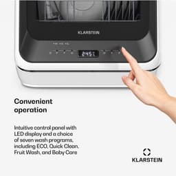 Klarstein Vaatwasser Amazonia Mini - Compact Aanrechtblad, 7 Programma's, 5L Tank of Directe Aansluiting, Energie-efficiëntieklasse D, Stil 58dB, Digitaal Display, Draagbaar Tafelblad voor Kleine Keukens, Zwart - Dishwasher — thumbnail 5