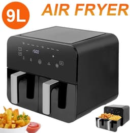 Dubbele Airfryer - 2 Manden - 9 L inhoud - Twee kookzones - Kijkvenster - Kleur Zwart - Heteluchtfriteuse - Hete Lucht Oven - 37,9×36×31cm — thumbnail 3