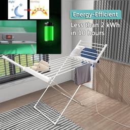 RFWR® Elektrische Verwarmde Kledingdroger en Opvouwbaar Droogrek voor Binnen met 18 Stangen — thumbnail 5