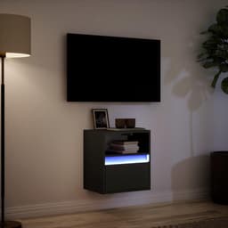 Zwarte TV Wandkast met LED Verlichting - Compacte TV Meubel voor Woonkamer — thumbnail 2