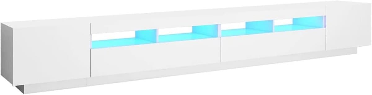 Grote TV Kast met RGB LED Verlichting, Wit, 300 cm Breed - Entertainmentmeubel — afbeelding 1