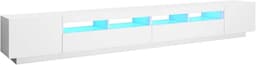 Grote TV Kast met RGB LED Verlichting, Wit, 300 cm Breed - Entertainmentmeubel — thumbnail 1
