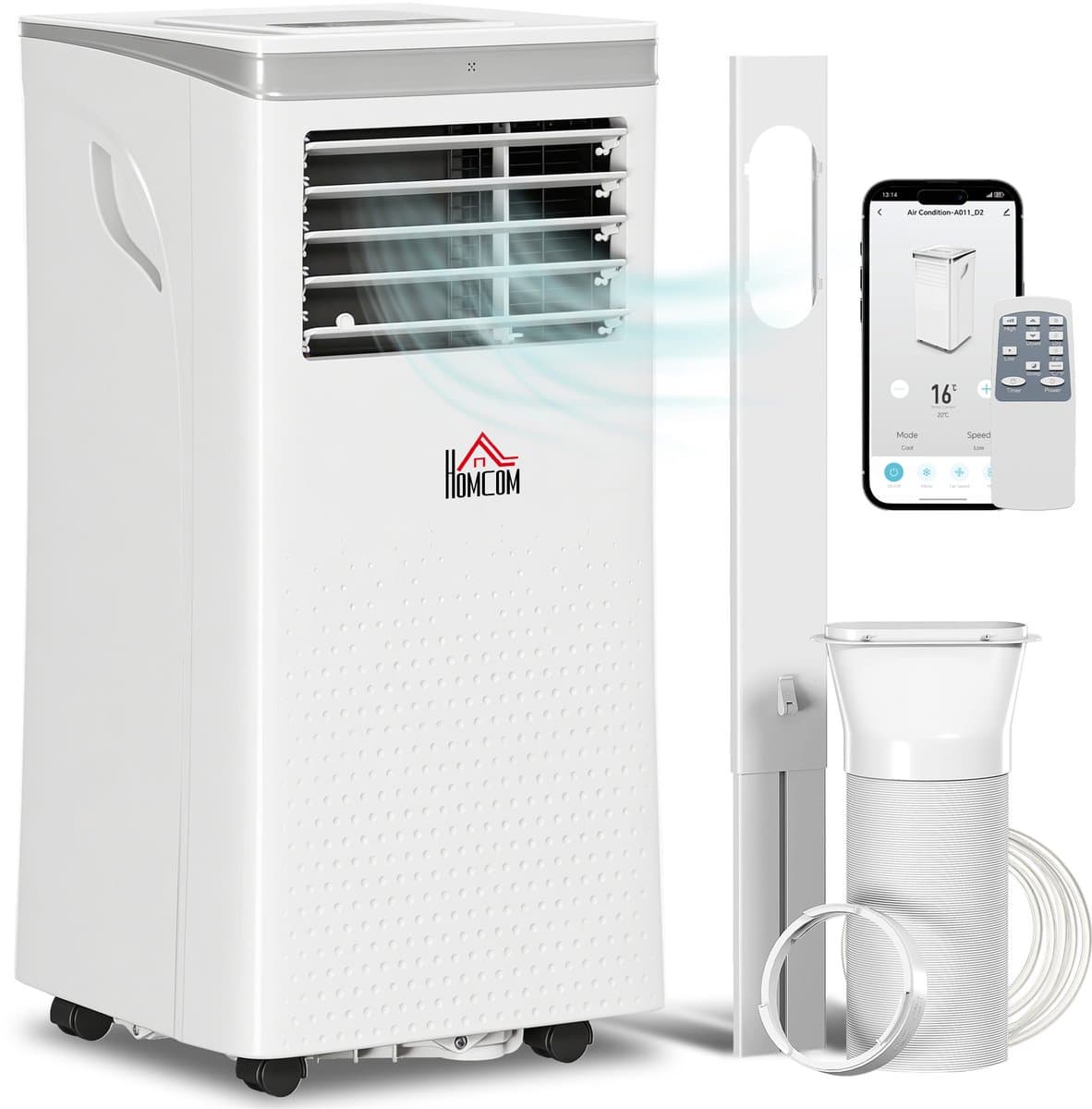HOMCOM Draagbare airconditioner - ABS - 35 x 34,8 x 70 cm - Wit — afbeelding 1