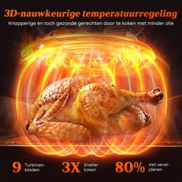 Dubbele Airfryer XXL 10L (2×5L) – 8 Automatische Programma’s – Grote Capaciteit voor 6 Personen – 2500W Krachtig Vermogen – Dual-Zone 2 Manden met SYNC Technologie – Gezond Frituren Zonder Olie – Met Kijkvenster – Zwart — thumbnail 3