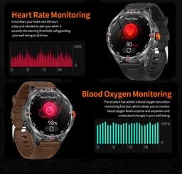 Knobbout 1.46” Sport Smartwatch met Extra Lange Batterijduur – 1000mAh - LED-zaklamp & kompas - AI Spraakassistent - Bluetooth Bellen - 100+ Sportmodi, IP68 Waterdicht -Zwart Silicone — thumbnail 15