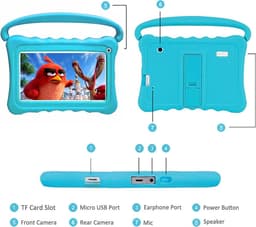 Kindertablet 7 Inch met Beschermhoes – Touchscreen Tablet voor Kinderen, 2GB RAM + 32GB Opslag, Dual Camera, Ouderlijk Toezicht, WiFi & Bluetooth (Blauw) — thumbnail 7