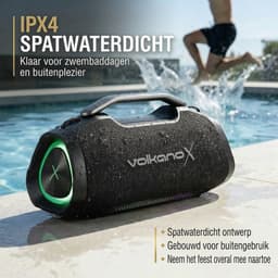 VolkanoX Ignite Ultra Bluetooth Speaker - Muziek box - 180W Partybox met RGB Verlichting - Spatwaterdicht - FM Radio - TWS - Zwart — thumbnail 3