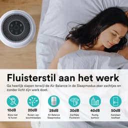 Rolfstone Air Balance Luchtreiniger – HEPA 13 + koolstoffilter – CADR 160 m³/u – Voor ruimtes tot 34 m² – Vermindert stof en pollen – 3 standen + slaapstand + automatische stand – Luchtkwaliteitsindicator — thumbnail 6