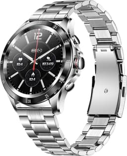 Darenci Platinum Pro Smartwatch Heren – Zilver/Zwart – RVS Band – Bluetooth Bellen & Muziek – Hartslag-, Bloeddruk- & Zuurstofmeter – IP67 Waterdicht – Luxe Activity Tracker — thumbnail 1