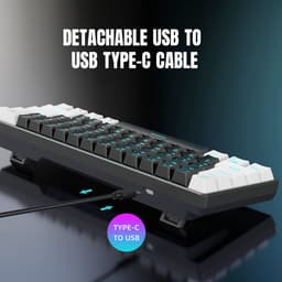HXSJ V900 - Bedrade Gaming Toetsenbord - Mechanisch - Blue Switch - 61 Keys - QWERTY Toetsenborden - Zwart wit — thumbnail 6