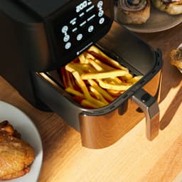 KitchenBrothers Airfryer XL - 1500W - PFAS-Vrij - 5L - Heteluchtfriteuse - 60ºC tot 200ºC - Met kijkvenster - Compact design - Extra stil - 6 Kookprogramma's - Zwart — thumbnail 7