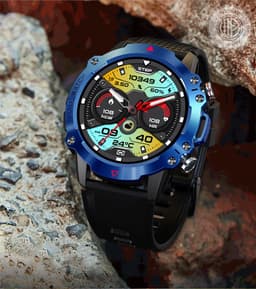 WizBay Premium Select® 1.39inch Sport Smartwatch Dames Heren TFT - Android en iOS - Bellen - Magnetic Laden - Slaap Hart Monitor - O2 Bloeddrukmeter - Sport Modi - Message - Smartwatches - Allu Mat Zwarte Case Blauwe Allu Rim - Zwarte TPU Band — thumbnail 17