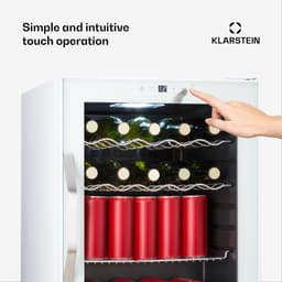 Klarstein Drankkoeler Coachella 60 Drankenkoelkast - 60 liter met wifi, glazen deur, LED-binnenverlichting, 3-18 °C, 7 lichtkleuren, 3 metalen schappen, energie-efficiëntieklasse E, wit - Drankkoelkast - Touch - RVS - Drankenkoeler — thumbnail 5