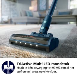 Philips Steelstofzuiger met Dweilfunctie XC5041/01 Aqua - Draadloos en Zonder Zak - Zuigmond met LED Verlichting - Kruimeldief - Batterijduur tot 60 min - Lichtgewicht - Blauw — thumbnail 4