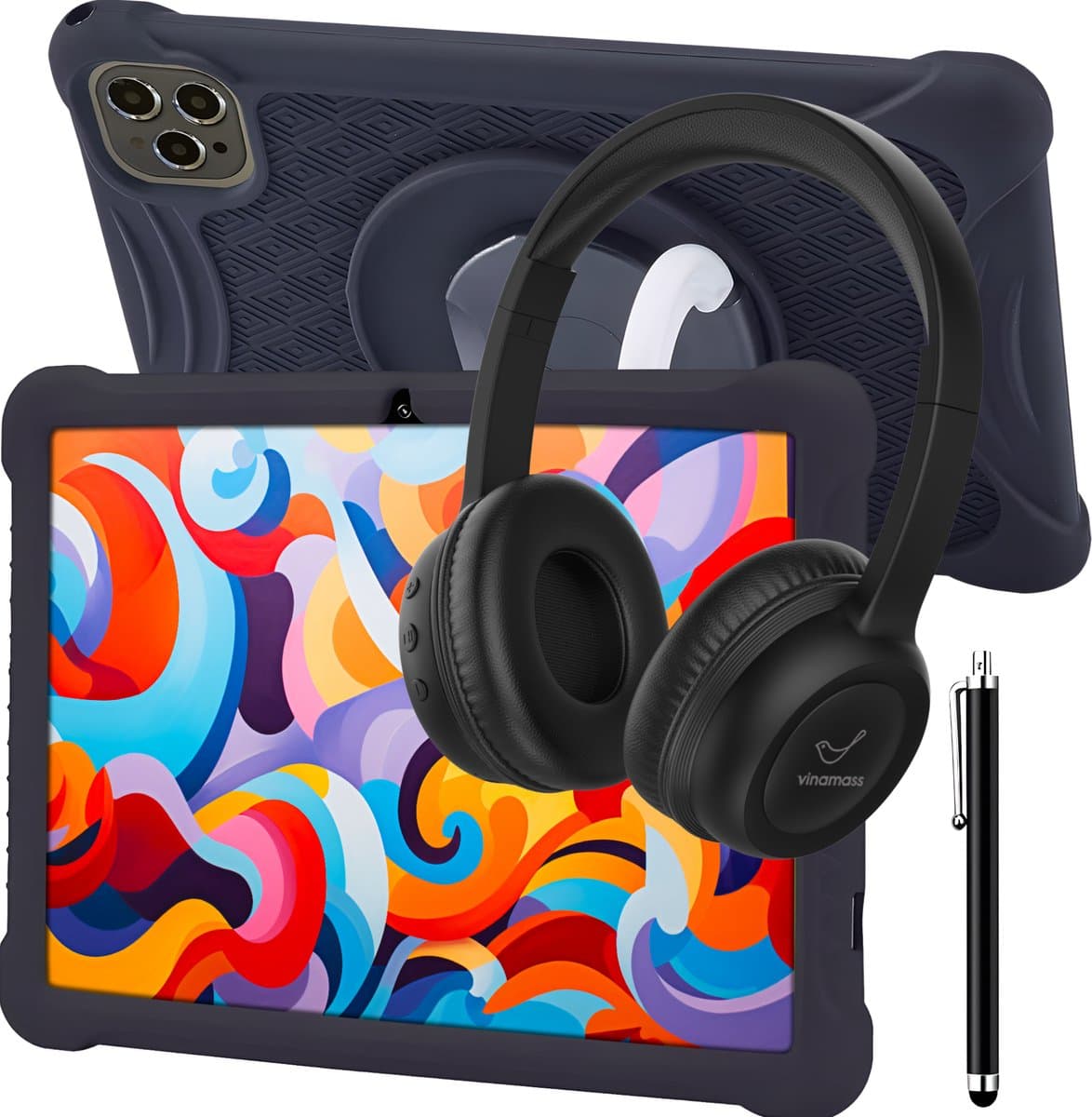 ATouch Combipakket - Kindertablet Tab 10 Plus + Kinderkoptelefoon - 64GB+64SD - Vanaf 3 jaar - Zwart — afbeelding 1