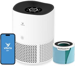 Vibrix PureFlow50 Luchtreiniger / Air Purifier – HEPA H13 + koolstoffilter – 350 m³/u – Voor kamers tot ca. 50 m² – Ionisator – App-bediening – Zeer stil met slaapstand – Luchtkwaliteitindicator — thumbnail 1
