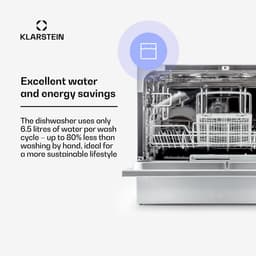 Klarstein Vaatwasser Mini voor 6 Gedecke, Leiser vaatwasser klein met 6 spoelprogramma's, Kleiner Tisch vaatwasser voor Zuhause, kantoor en Camping, vaatwasser Mini met Wasseranschluss - Tafelvaatwasser - 6 Maatgedekken 49 dB 45 cm 1380W — thumbnail 8