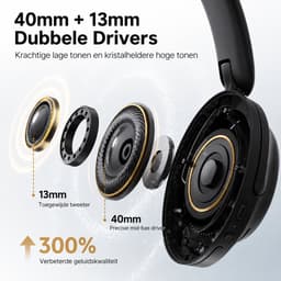Novari Draadloze Koptelefoon - Hoofdtelefoon - Noise cancelling headset - Bluetooth - Ruisonderdrukking - 58 uur speelduur - Zwart — thumbnail 2