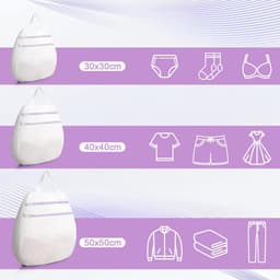 3-delige wasmachine met dubbellaags wasnet en herbruikbare waszak van mesh Geschikt voor bh's, sokken en paarse kleding (30 x 30 cm, 40 x 40 cm, 50 x 50 cm). — thumbnail 2