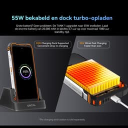 OSCAL TANK 1 Robuuste Smartphone 5G - 48GB RAM - 512GB ROM - 6,78 inch 2,4K FHD+ 120Hz - 20000mAh - 64MP + 50MP Camera, 20MP Nachtzicht - 170LM Dubbele LED-lamp - 100dB luidspreker - IP68/IP69K Outdoor Telefoon - Android 15 - NFC GPS - Oranje — thumbnail 14