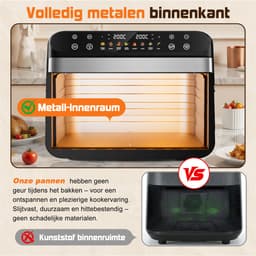 Saikefy Airfryer XXL - 11 Liter- 8Programma's - Airfryer met Intelligent Touchbediening - Hetelucht friteuse - Tot 8 Personen - Zilver — thumbnail 8