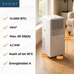 Evolar Mobiele Airco - 14000 BTU - Koelen & Verwarmen - WiFi - App & Afstandsbediening - Airconditioner - met Afvoerslang - Slaapkamer, Woonkamer, Kantoor - EVO-014CHW — thumbnail 8