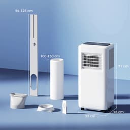 3-in-1 Mobiele airco - 9000 BTU - Draagbare airconditioner - 3-in-1 koelen, ventilator en luchtontvochtiger - geschikt voor ruimte tot 28 m² - met afstandsbediening en 24-uurs timer - LED-display - wit — thumbnail 4