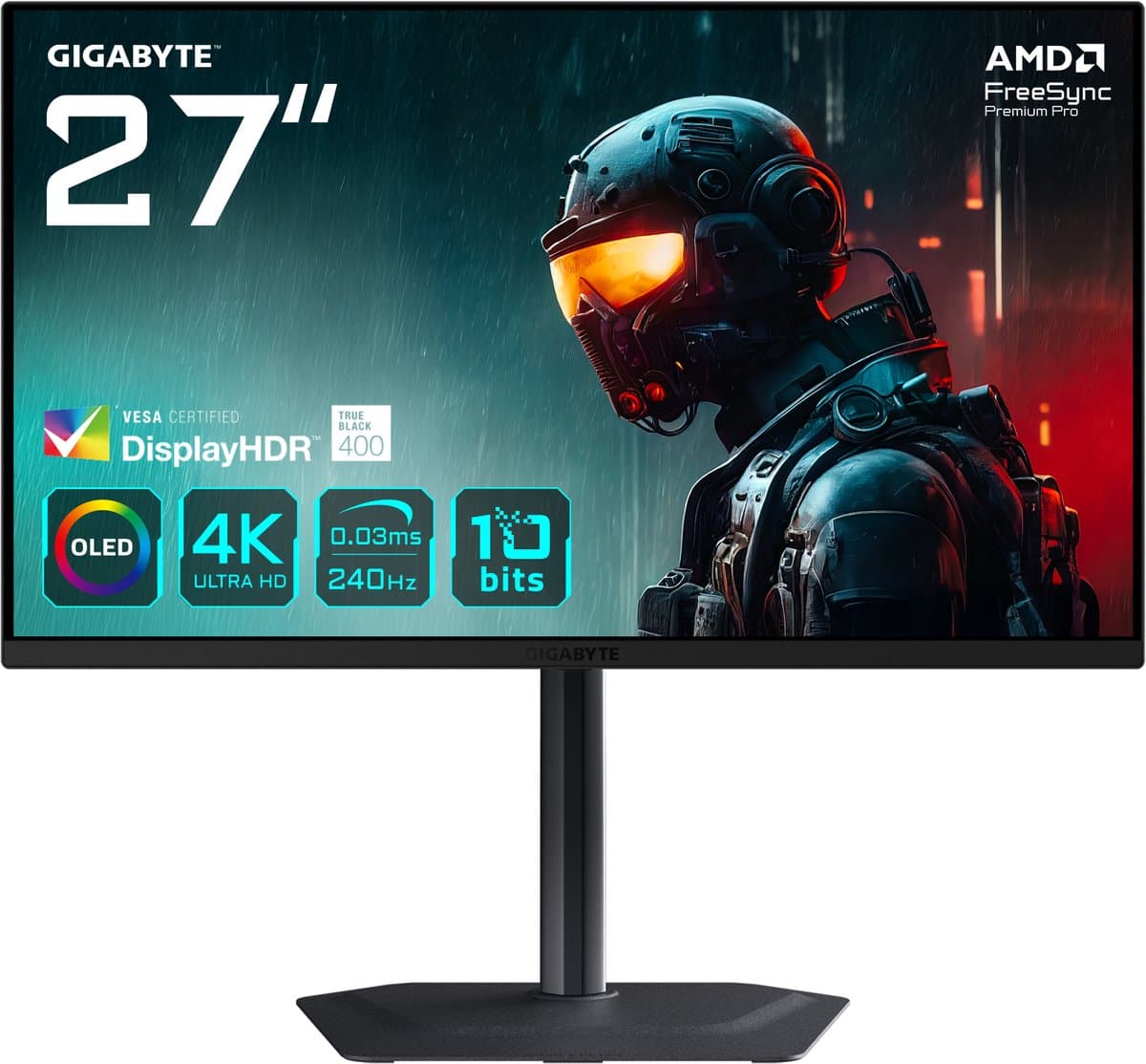 GIGABYTE MO27U2 - 4K Ultra HD QD-OLED Gaming Monitor - 240hz - 27 inch — afbeelding 1