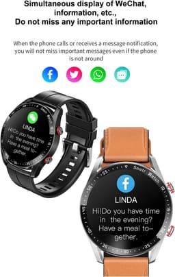 Knobbout Slimme Smartwatch met 1,28 inch Touchscreen- PPG als ECG hartslag- en hartfilamentmeting - ECG + PPG dubbele hartmonitor voor nauwkeurige gezondheidsbewaking - Bluetooth bellen en contacten synchronisatie - zwart staal+siliconen horlogeband — thumbnail 11