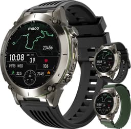 Maoo FORGE - GPS Smartwatch Heren - 1.43" AMOLED Display - 3 Bandjes - GPS (5 satellieten) - Belfunctie - 730mAh Batterij (lange accuduur) - 170+ Sportmodi - Hartslag, Bloeddruk, SpO2, Stappenteller - Kompas, Zaklamp - 1 ATM Waterdicht - Gun Metal — thumbnail 1