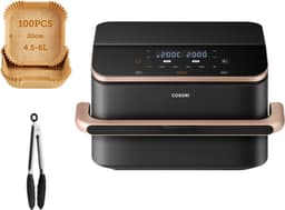 Cosori Twinfry Dubbele Airfryer XXL - met 100 stuks bakpapier - Heteluchtfriteuse 10 liter - Twee kookvakken of 1 MegaZone - 6 Programma's - Boven- en Onderwarmte - Dual Zone Technologie — thumbnail 1