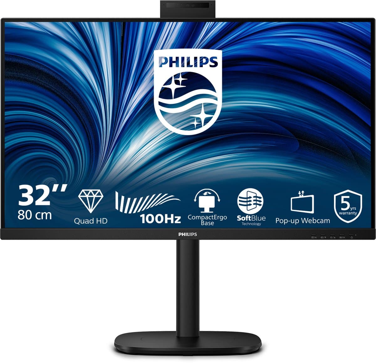 Philips 3000 series 32B2U3601H/00 computer monitor 80 cm (31.5") 2560 x 1440 Pixels Quad HD LCD Zwart — afbeelding 1