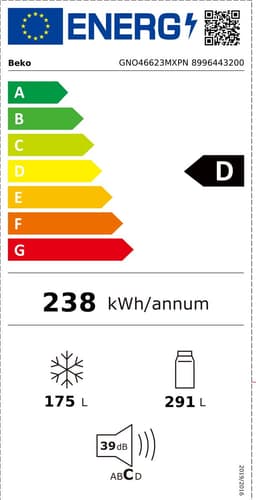 Beko GNO46623MXPN Amerikaanse Koel-vriescombinatie | No Frost | Vrijstaand | 180 x 79 cm | RVS Inox | 466 Liter | Label D — thumbnail 2