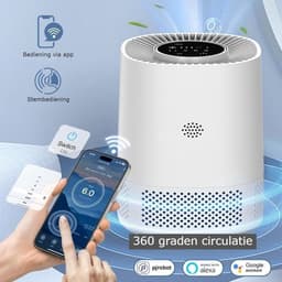 Luchtreiniger – air purifier – vervangbaar H13 HEPA filter en koolstof filter – 102m3/u – indicatie luchtkwaliteit – tegen stof, allergie, dierenharen, huisstofmijt en kooklucht – 3 snelheden, slaapstand en automatische stand – slimme luchtzuiveraar — thumbnail 7