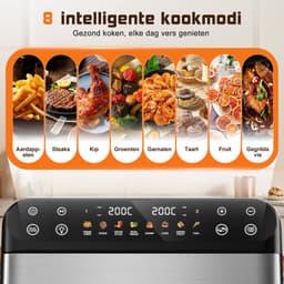 Saikefy Airfryer XXL - 11 Liter- 8Programma's - Airfryer met Intelligent Touchbediening - Hetelucht friteuse - Tot 8 Personen - Zilver — thumbnail 9