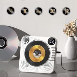 CD Speler - Bluetooth Speaker - Witte Multifunctionele Audiospeler - Met USB, AUX & Remote - Slaaptimer & Batterij - Voor Muziek in Huis — thumbnail 3