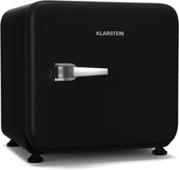 Klarstein Audrey Evo 43L minikoelkast - retro design, stil (40 dB), compressor, verstelbare pootjes, omkeerbare deur, kleine koelkast voor slaapkamers en kantoren, zwart — thumbnail 1