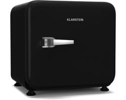 Klarstein Audrey Evo 43L minikoelkast - retro design, stil (40 dB), compressor, verstelbare pootjes, omkeerbare deur, kleine koelkast voor slaapkamers en kantoren, zwart