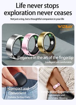 WizBay Premium Select® Aluminium Zilver Blush Smart Ring Dames Heren - Oplaad Case - Hypoallergeen - Hartslag & Slaap Monitor - IP68 Waterdicht - O2 Meting - Gesture Functie - Multiple Sport Modi - #11 — thumbnail 15