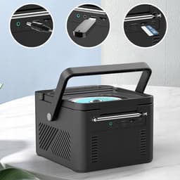 Retro muziekspeler - Bluetooth Speaker - Combispeler - CD speler - 5000mAh Batterij - CD/Cassette/Radio/Bluetooth - Met Afstandsbediening - Voor Binnen & Buiten - Zwart — thumbnail 7
