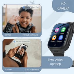ISHIVA® GPS Horloge Kind geschikt voor Simkaart (4G GPS)–Smartwatch Kinderen met HD-camera & Videobellen - Kinder Smartwatch -1000 mAh Long Battery–IP65 Waterdicht–SOS Knop–School Mode-Veilige Zones-GPS Tracker–2 Jaar Garantie–Zwart — thumbnail 6