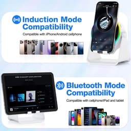 Namajunas - 5-in-1 Wireless Mini RGB Speaker - Telefoonhouder - Telefoonhouders Auto - Magnetisch - Bluetooth Speaker - Draadloze Oplader - Wireless charger - GSM Lader - 360° verstelbare houder voor iPhone/Android/iPad/Samsung - Cadeau — thumbnail 9