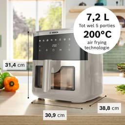 Bosch MAF671C0 Airfryer XXL - Serie 6 - 7,2L - Shake alarm - Kijkvenster - Warmhoudfunctie - 7 programma's - Tot 5 personen - Dark Cream — thumbnail 7