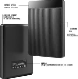 DYNA® Externe Harde Schijf Extern 500GB Ultra Slim Draagbare Harde Schijf USB kabel HDD Opslag Compatibel - Zwart - 12cm x 8cm x 2cm — thumbnail 4
