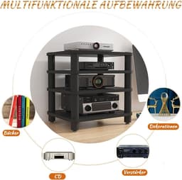 Tv-meubel Hifi-rek - Printerstandaard Opbergmeubel - Media Organisatie - Schokabsorberende Voet - Diverse Maten - Hout Staal — thumbnail 7