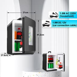 15L Mini koelkast - 2-in-1 Minibar - Koel & warm - AC/DC 230V/12V - Draagbare Mini Autokoelkast - Voor Auto, Kantoor, Camping & Thuis Eten, Drinken - Zwarte Glazen Deur — thumbnail 2