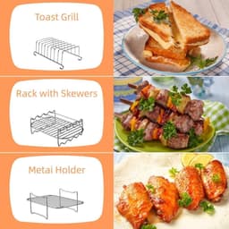 Heteluchtfriteuse Accesoires Set - Geschikt voor philips Airfryer Dual Basket 3000 Series NA350 - Inclusief siliconen vorm, grill, broodvormen en tangen - Airfryer accessoires — thumbnail 3
