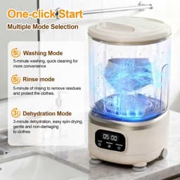 Wit Mini Wasmachine 3-in-1 - Draadloos met Centrifuge - Voor Onderkleding & Babykleding - Ideaal voor Reizen, Dorms en Appartementen — thumbnail 6
