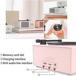 JeiibrZui Vintage Bluetooth-Luidspreker - Retro Cadeau Voor Meisjes - Krachtig Geluid 5W Met Heldere Bassen - 1 Stuk - Roze — thumbnail 7