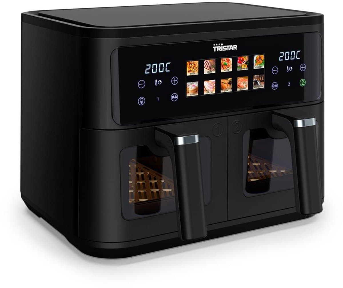 Dubbele Airfryer 9L – 2 Manden – 10 Programma’s – 2500W – Digitaal Touchscreen – Tristar FR-9075 – Zwart — afbeelding 1